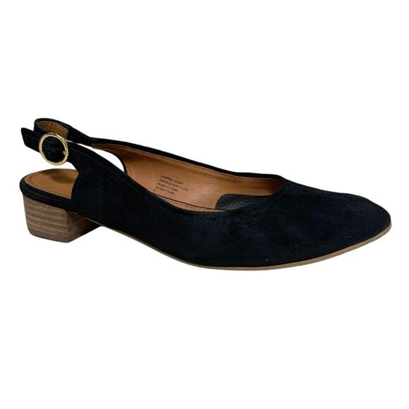 Anthropologie Shoes - Anthropologie Seychelles Suede Sling Back Mules Black Size 8